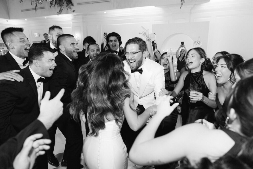 Guests dancing at the reception