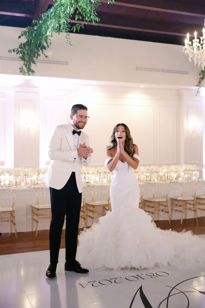 Bride and groom's grand entrance at The Club of Knights