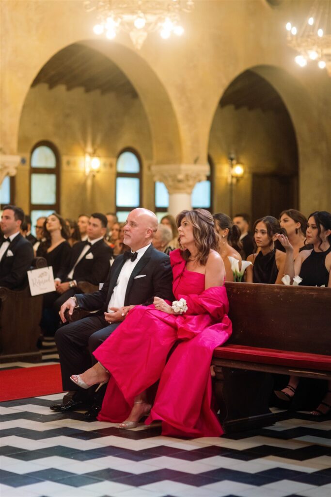 Guests in the pews during the church ceremony