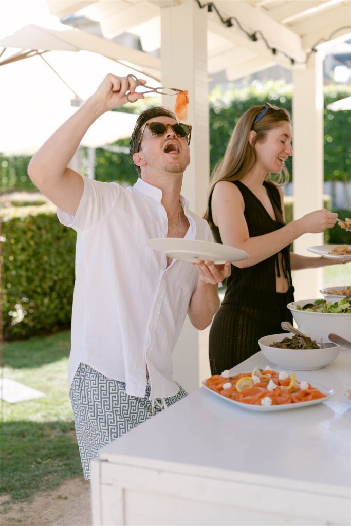 Guests serving themselves at the brunch buffet