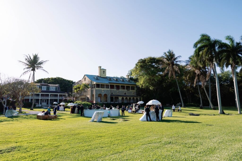 Wedding Cocktail Hour on the Deering Estate lawn